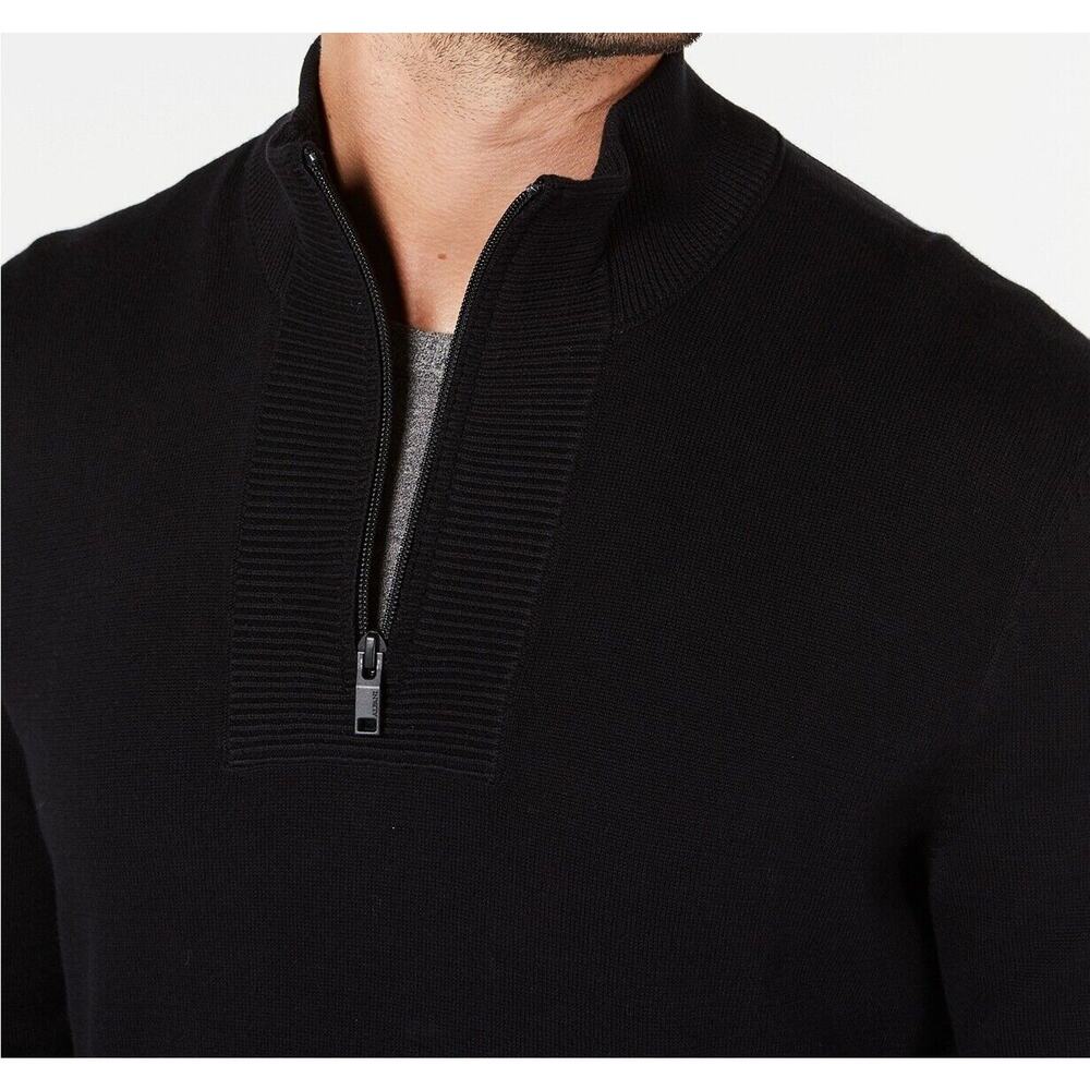 Alfani Men's Black Quarter-Zip Ribbed Placket Sweater Size Small - Picture 10 of 11